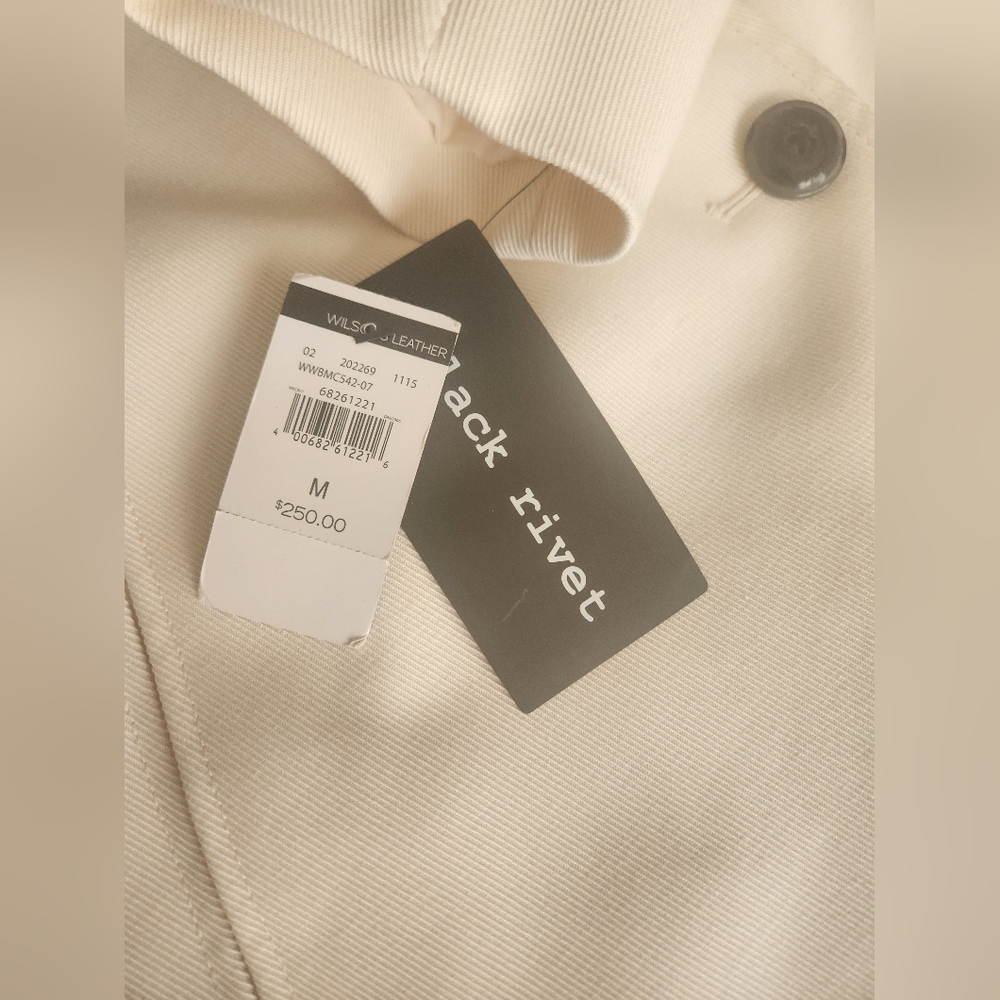 NWT Wilsons Leather Cream‎ Cloth Trenchcoat Sz Med - Picture 8 of 14
